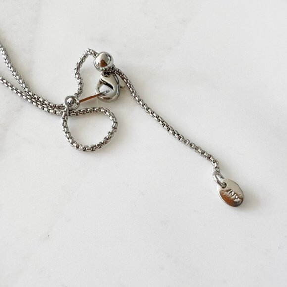 Jones New York Rose Crystal Heart Pendant Necklace Silver - Picture 5 of 6